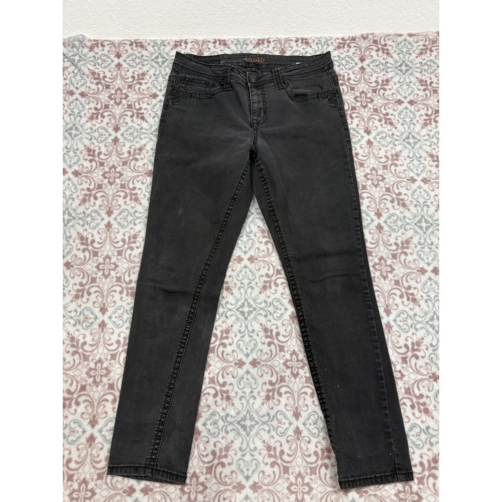 Shyanne Womens Black Embroidered Studded Western Denim Jeans Size 34 Regular